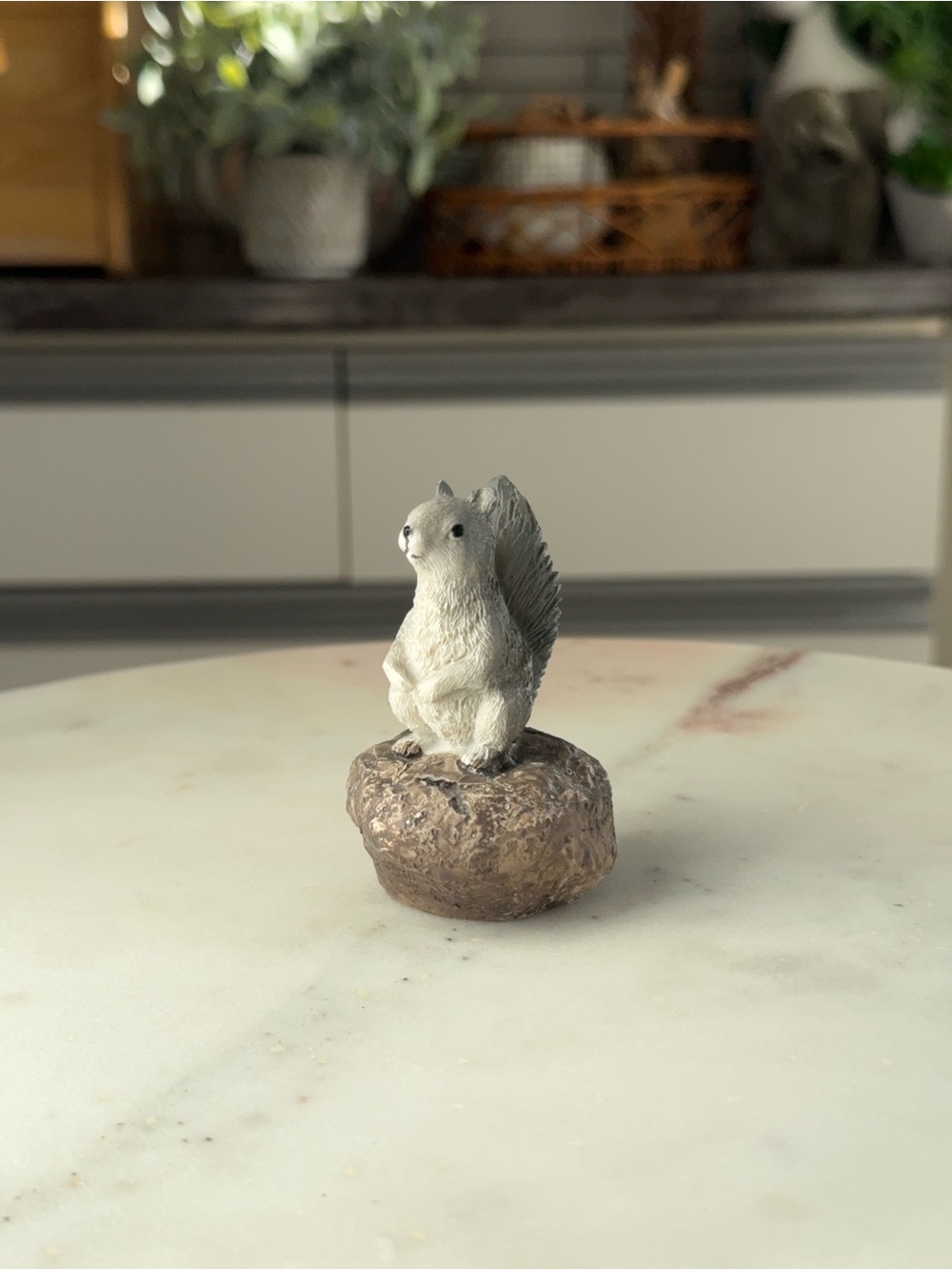 Grey Squirrel Resin Woodland Figurine Rustic Nature Decor